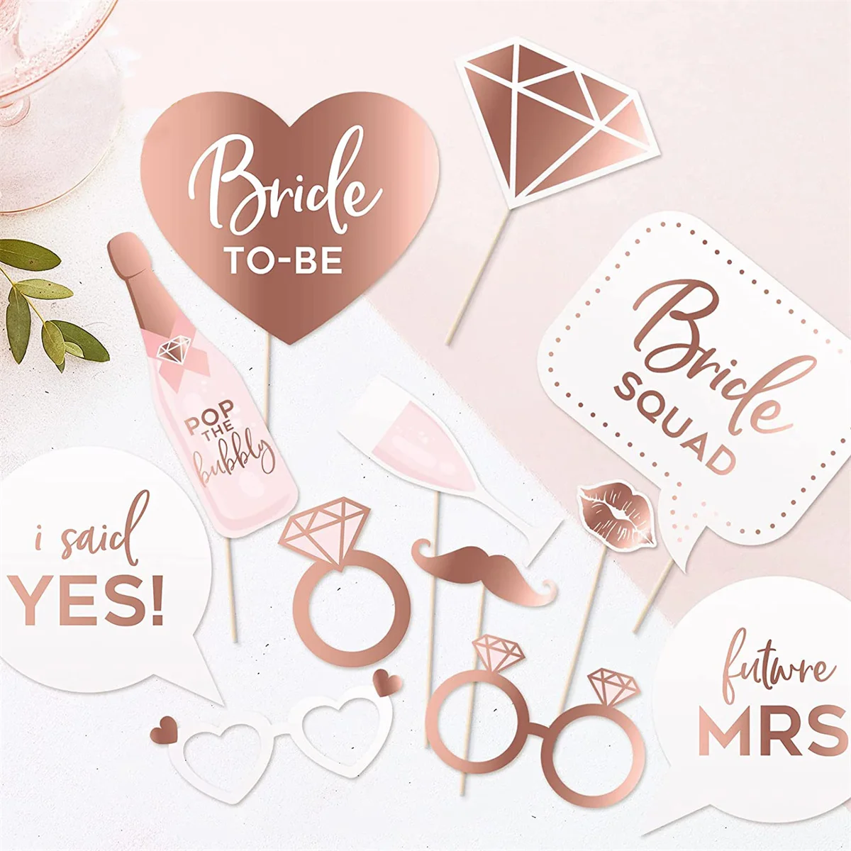12-teiliges Lustiges Braut-to-Be Foto-Requisiten-Set für Brautparty, Hochzeit, Junggesellinnenabschied, Hen Night, Selfie-Foto-Requisiten, Team Bride Deko