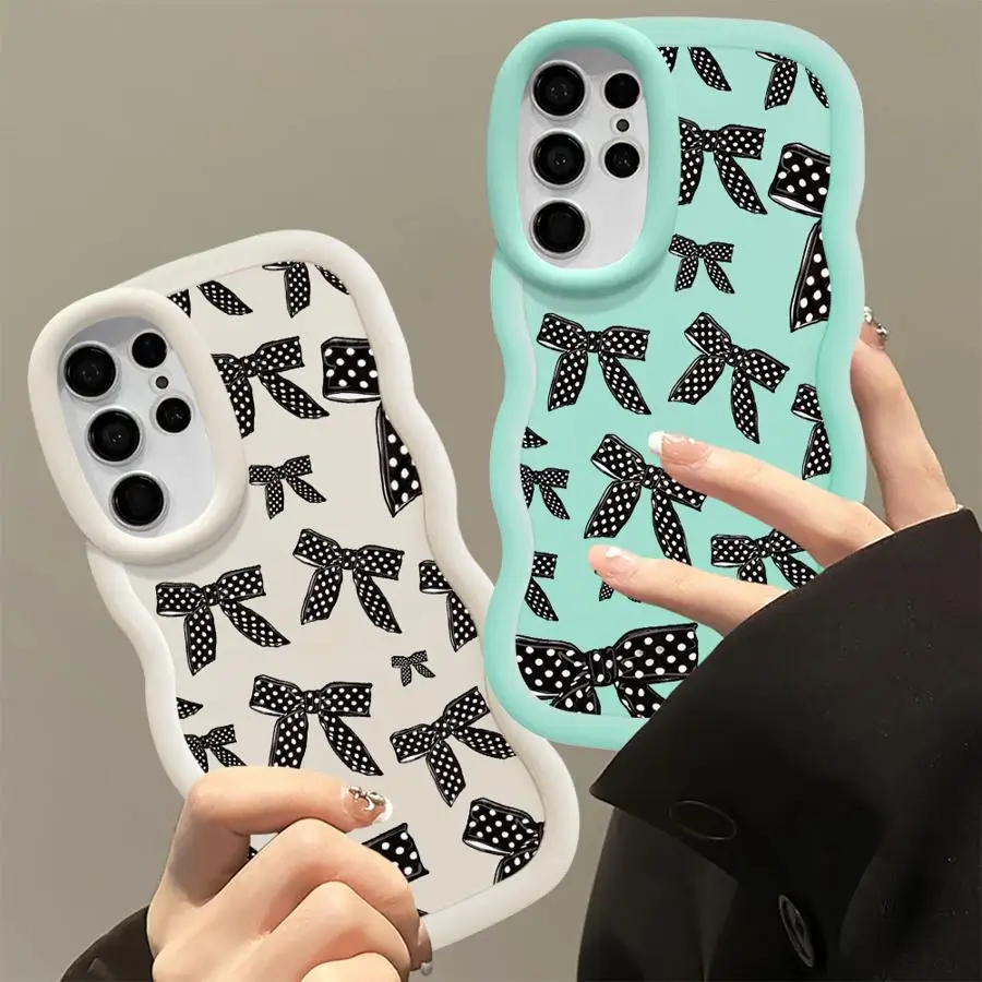 Case for Samsung Galaxy S26 S20 FE S25 S22 Ultra S24+ S21 S25+ S23 Plus S24 Soft Phone Cover Black Bow Gothic