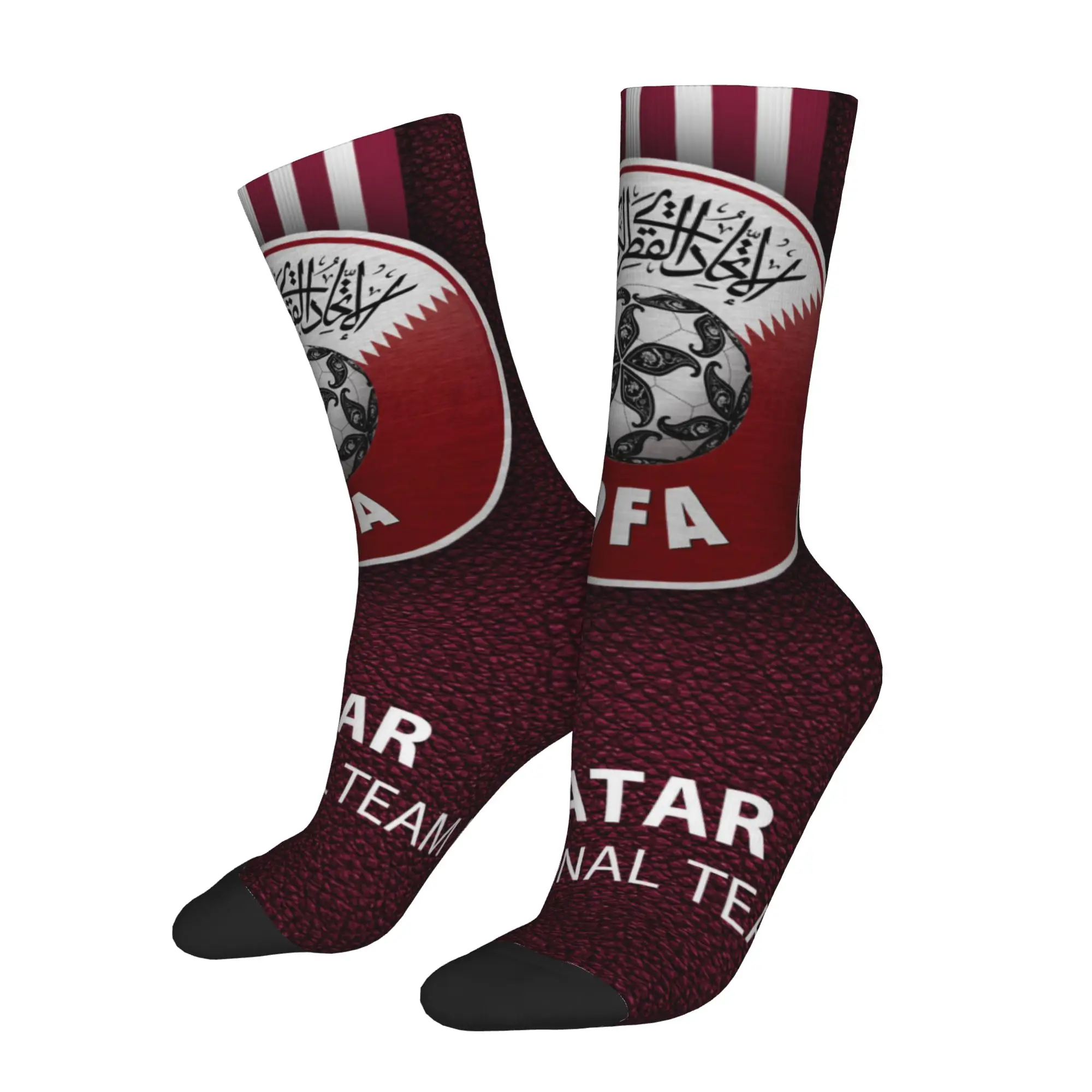 Funny Happy Qatar Retro Harajuku  Hip Hop Novelty Casual Crew Sock Match Day Essentials