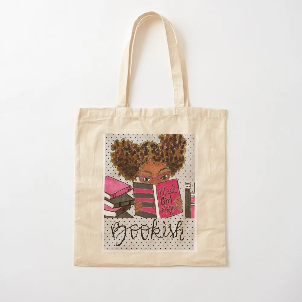 Bookish Black Girl Magic With Grey Dots Tote Bag Big bag women tote bags aesthetic Candy bags cute tote bag