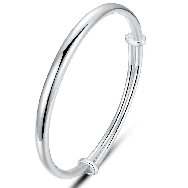 Women's 925 Sterling Silver Geometric Bangles, Elegant Design