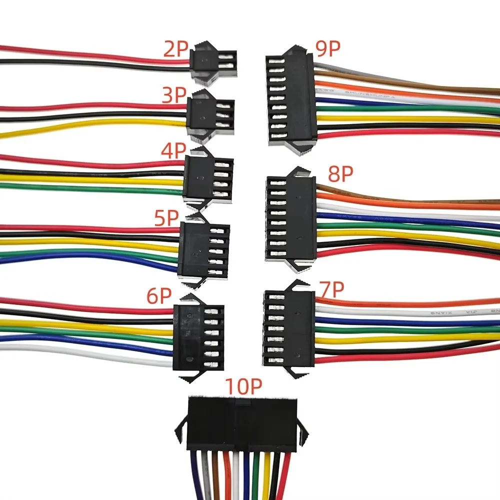 

10Pairs SM2.54 2/3/4/5/6/7/8P Pitch 2.54mm Wire Connector Male and Female Battery Charging Cable 100MM 150MM 200MM 300MM 22AWG
