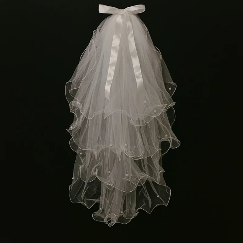 

Tulle Cheap Bridal Veil With Comb Wedding Accessories Mariage 4 Layers Ivory Stock Simple for Women