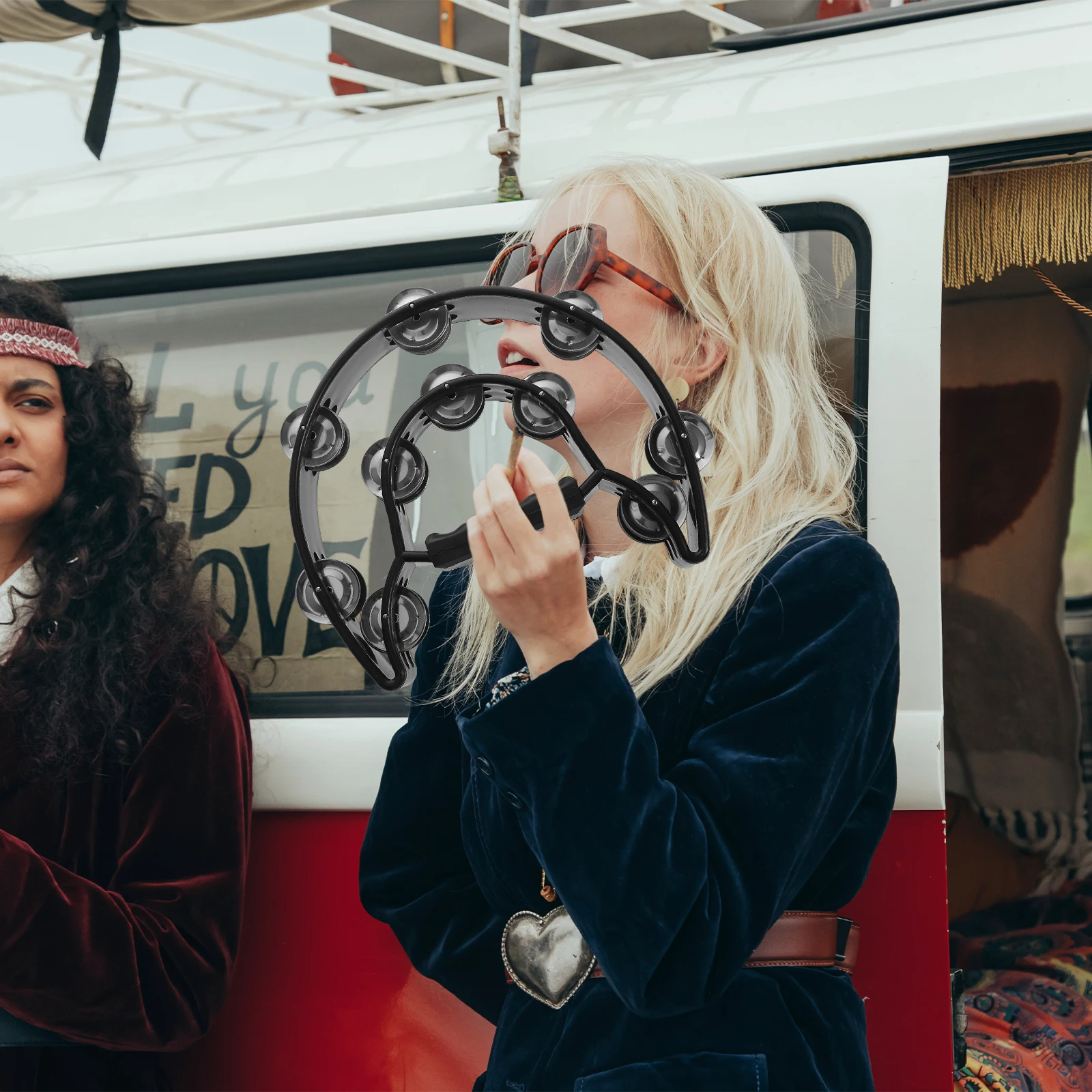 

10 Sets Hand Bell Shaker Ergonomic Rubber Handle Bright Jingles Crisp Sound for Party Concert Music Performance Double