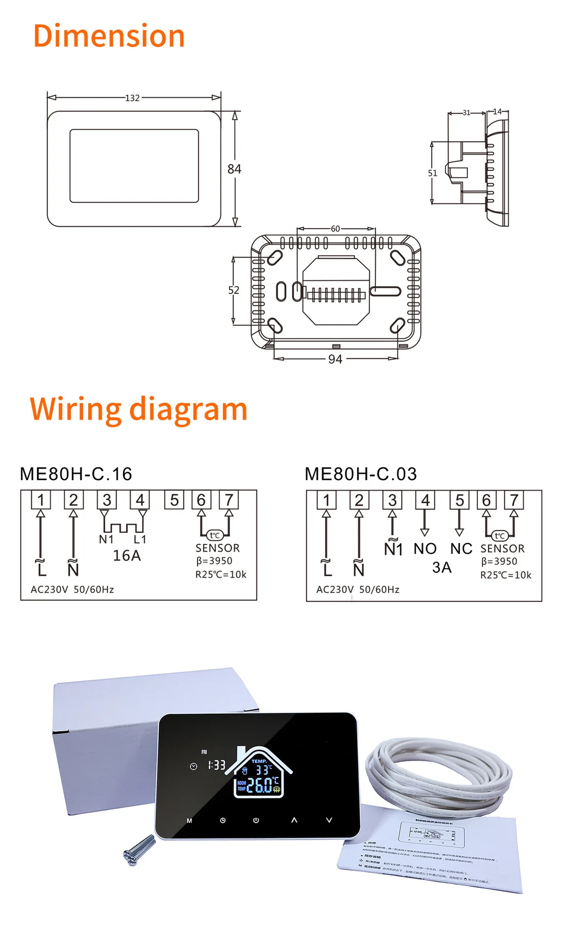 Smart WiFi Thermostat for Electric Heating & Air Conditioning Electric Floor Heating Temperature Controller Panel Switch