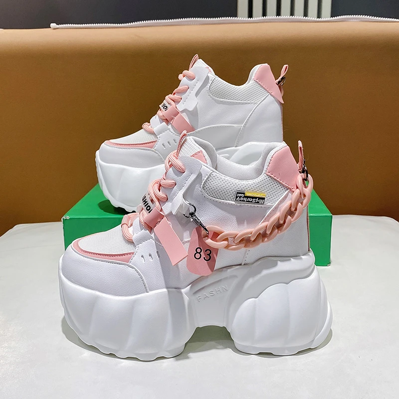 Vrouwen Dikke Sneakers Platform Ulzzang Sportschoenen Lente Dikke Bodem Ademende Mesh Casual Schoenen 10Cm Hoge Hakken Vrouw