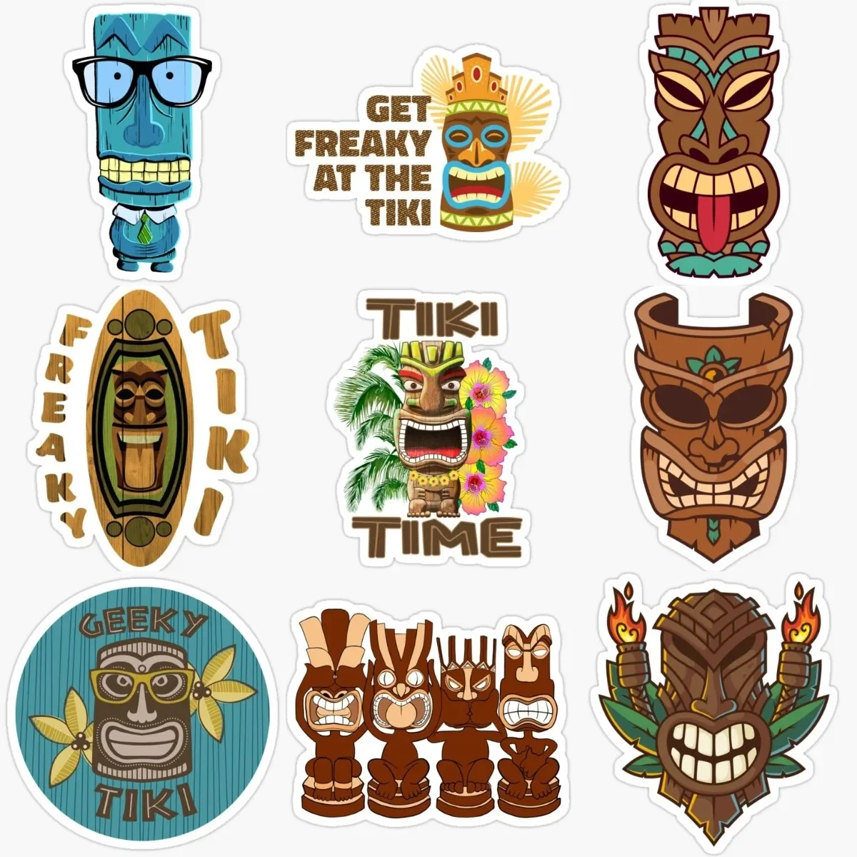

Tiki Mask Native Hawaiian Totem Personalized PVC Waterproof Stickers Accessories for Decorate Car Van Wall Room Camper Off-road