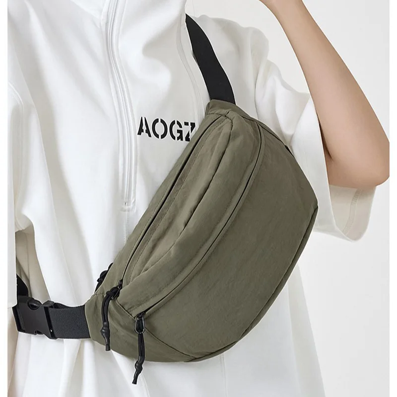 Business Thin Crossbody Shoulder Bag For Women Men Fashion Waterproof Waist Fanny Pack Chest Bags Black Best iPad Bumbag view 4
