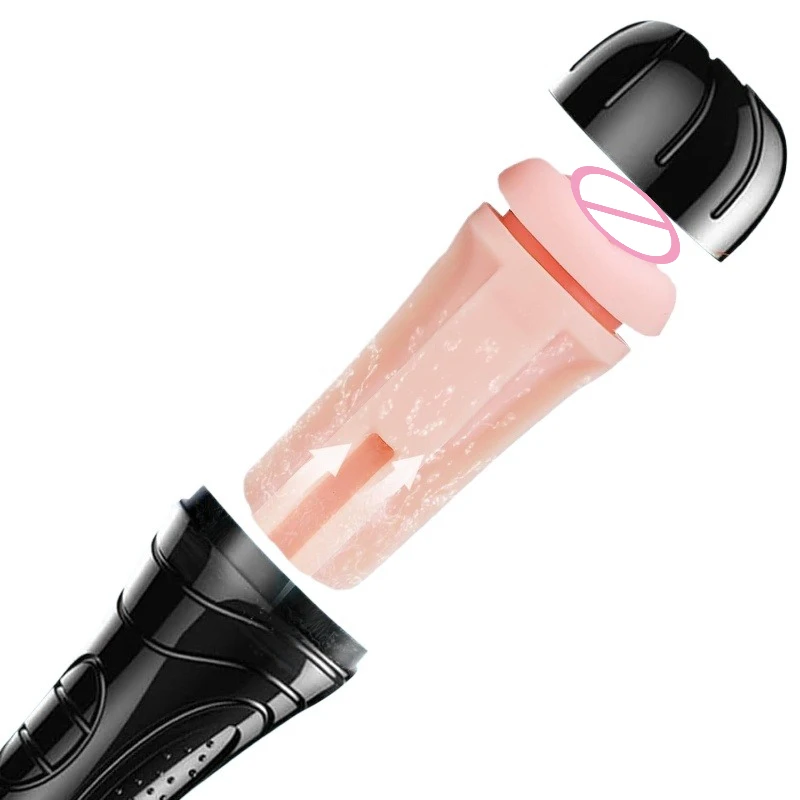 Male Masturbator Sucking Rotation Endurance Exercise Flesh Like LIght Vibratin 2-in-1 Masturbaror Parar Hombre Sex Toys for Men
