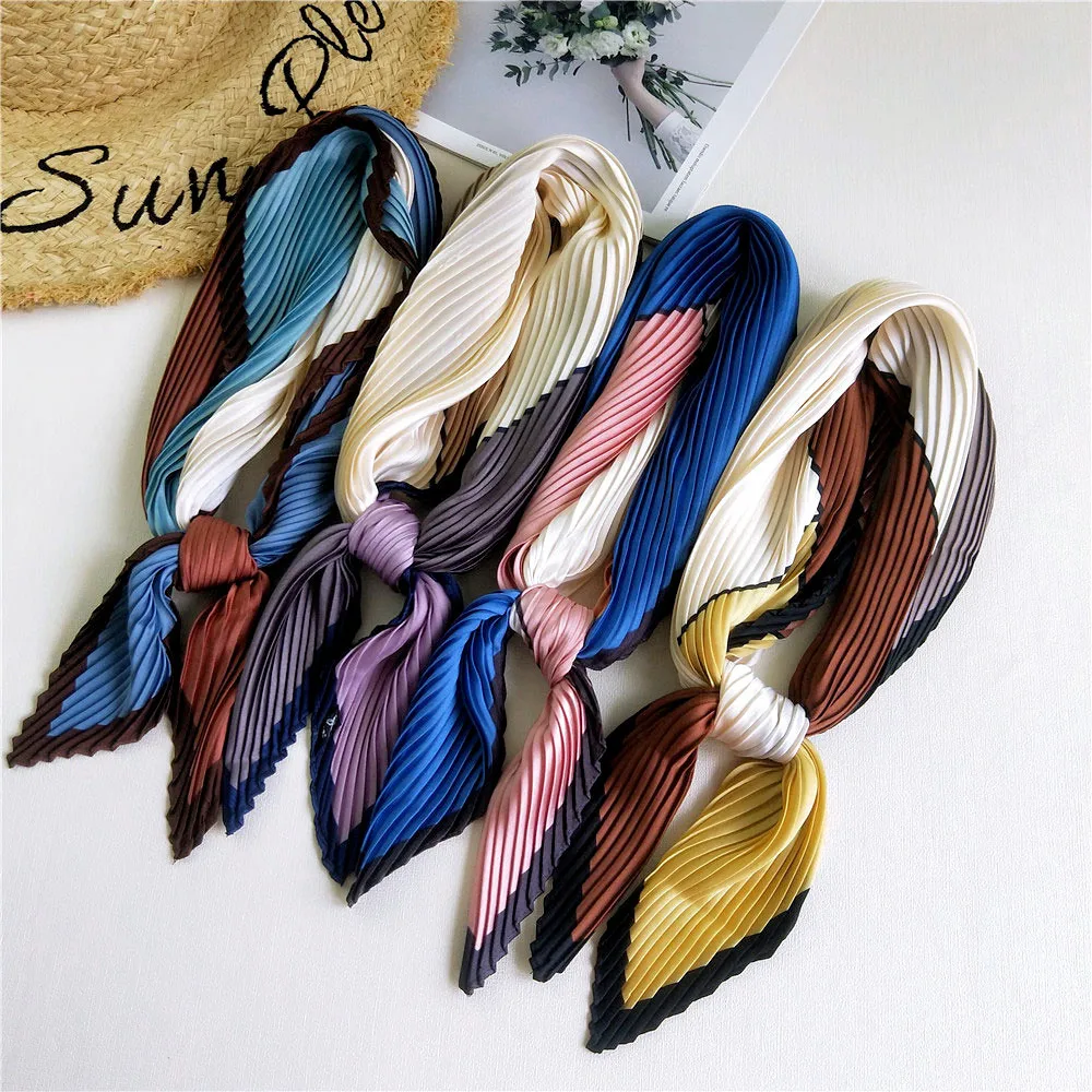 70cm Print Bandanas Fold Square Scarf Women Girls Headband Accessories Neckerchief Hairscarf Hairscarf Shawl Wrap