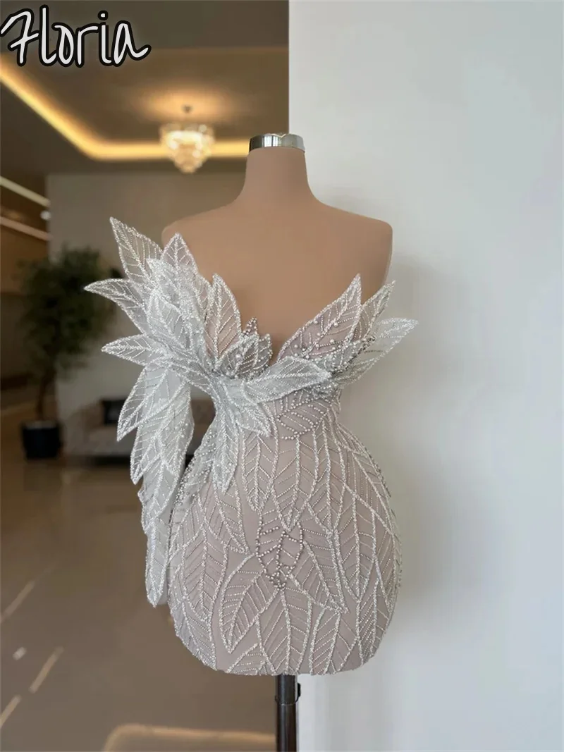 

New Leaf Design Short Haute Couture Dubai One Shoulder Graduation Dresses Unique Homecoming Party Dress платье женское вечернее