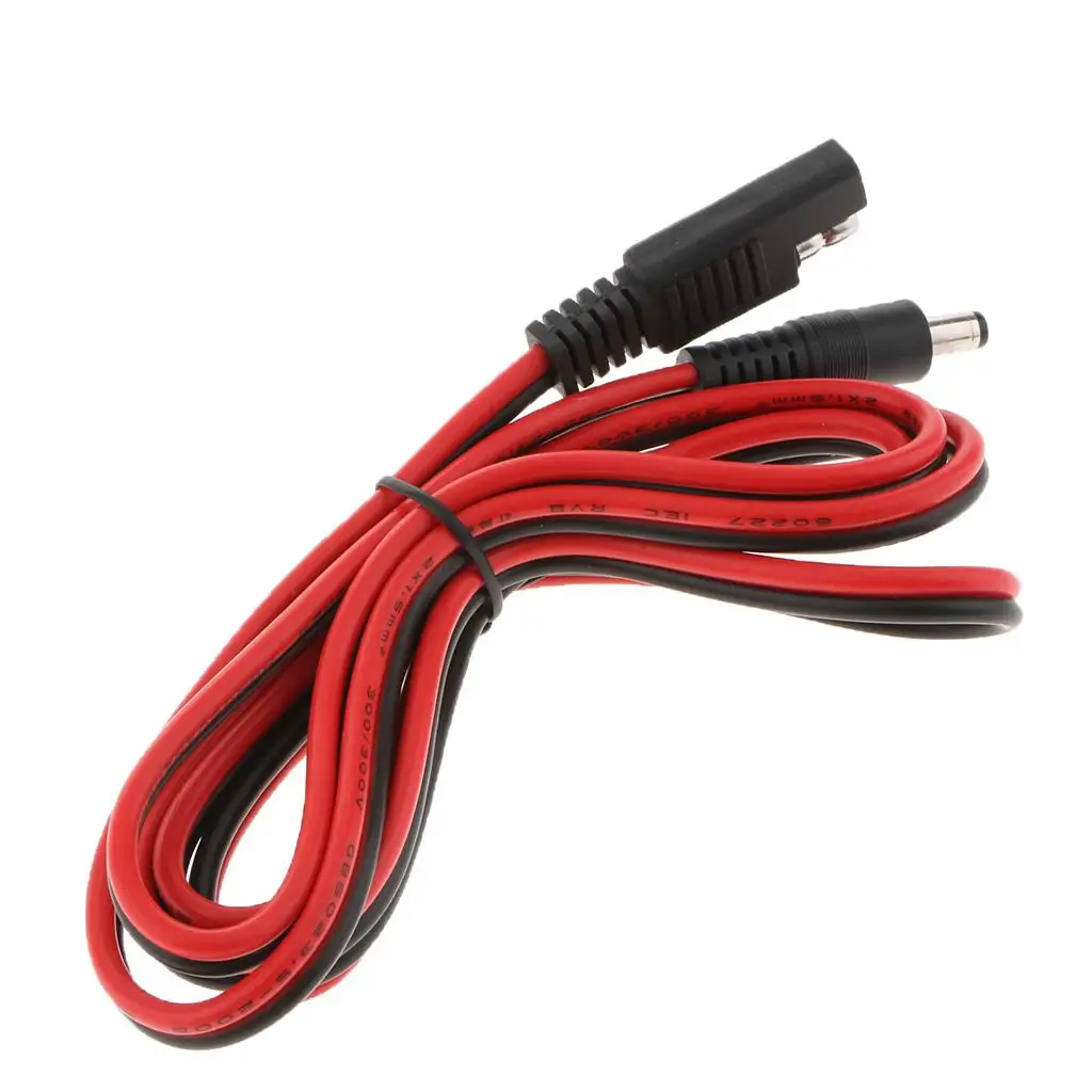 SAE Plug to DC 5521 Coax 15AWG Cables Connection Adapter Cords 1.5Meter