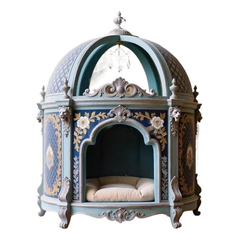 French classical round human pet integrated new home furniture, bedside table style cat and dog house, cat and dog villa nest