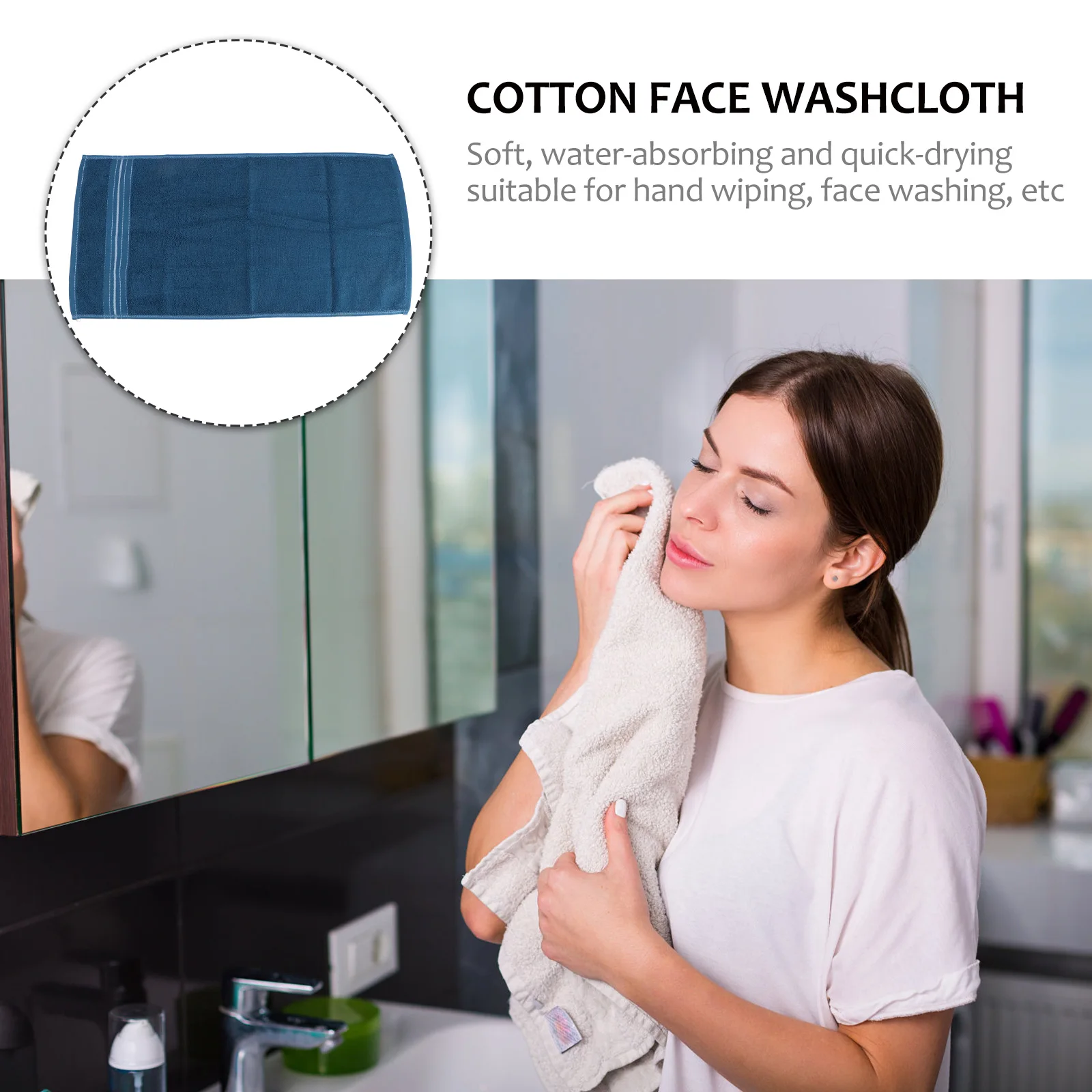 

1pc Thickened Face Wash Towel Soft Cotton Bath Towels Absorbent Quick Dry Hand Wipe Home Travel Bathroom Accessories