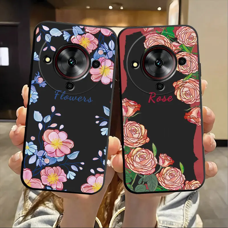 Para ZTE Blade A76 5G 2025 Funda Panda Funda de silicona suave con flores para teléfono ZTE Blade A76 ZTEA76 5G Funda trasera a prueba de golpes