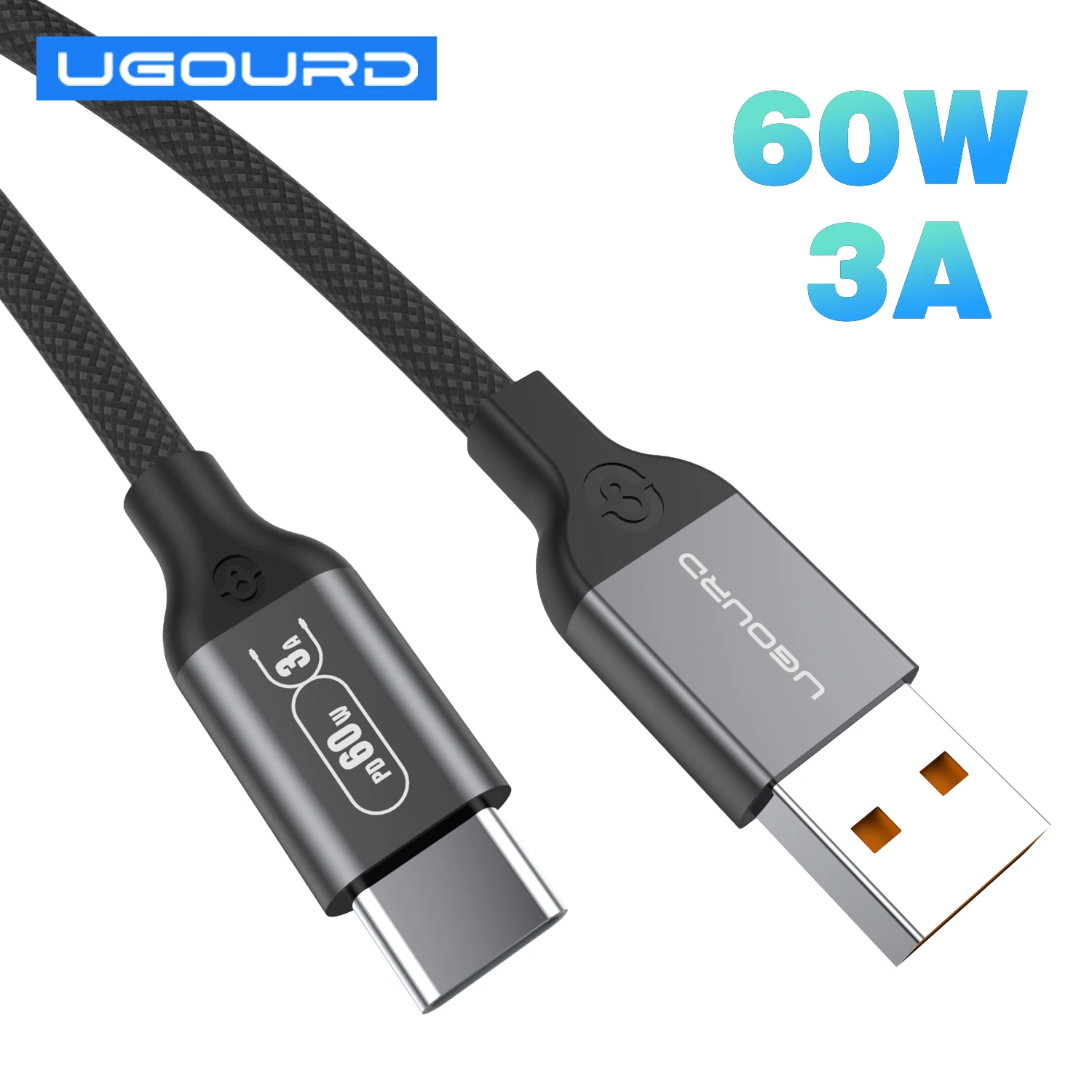 UGOURD 60W USB A to USB Type C Fast Charging Cable USB PD60W Quick Charge Power Cord for iPhone15 Pro Plus SAMSUNG HUAWEI XIAOMI