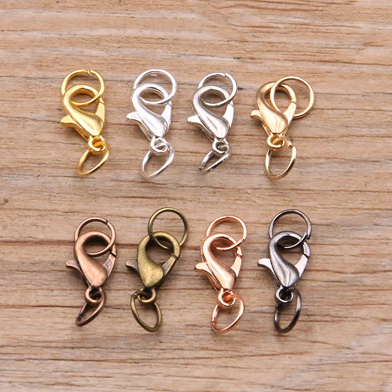 100Pcs Lobster Clasp With 200Pcs Open Jump Rings DIY Jewelry Findings Kit For Necklace Bracelet Chain Making Connector Parts