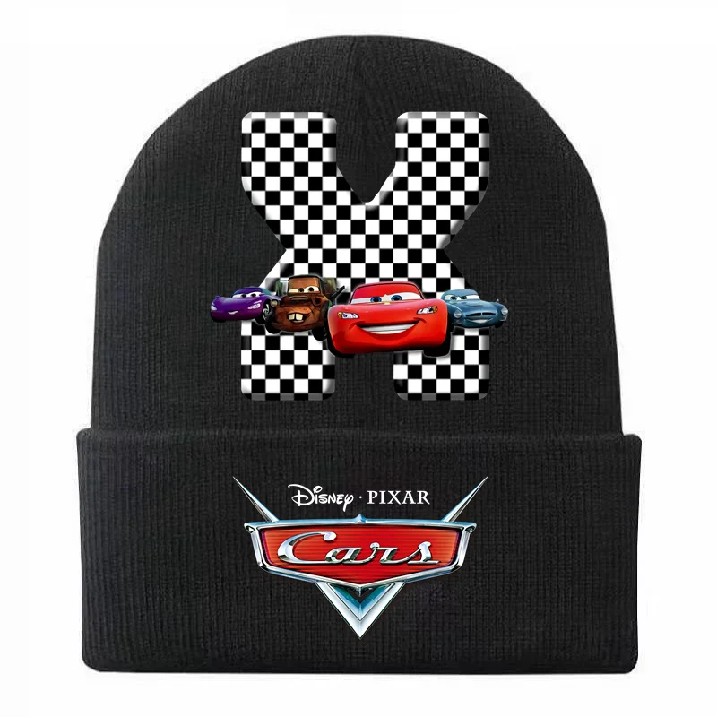 Disney Cars Lightning McQueen 26 English Letters Printed Hat Winter Warm Children Hat Knitted Cap Beanie Hat Girl Boys Hats Gift