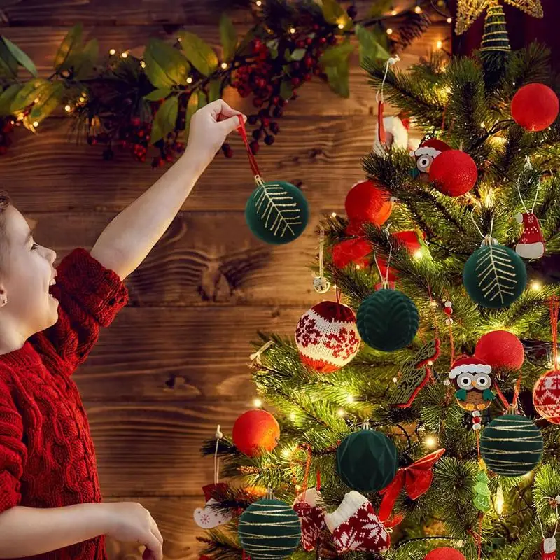 6 ชิ้น/กล่อง 8 ซม.เครื่องประดับคริสต์มาสFlocking BallหัตถกรรมXmas Party Decorต้นคริสต์มาสแขวนจี้ของขวัญNoel Navidad