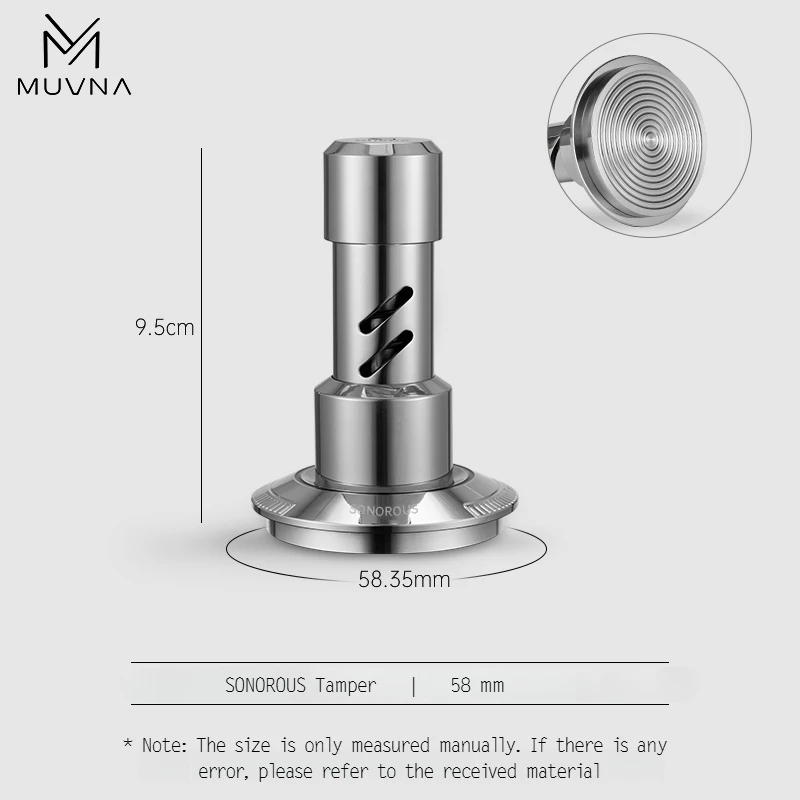 MUVNA V2 Espresso Tamper, 30lbs druk Veerbelaste Koffie Tamper, RVS Zwaartekracht Adaptieve Hoogte Distributeur Nieuwe Set