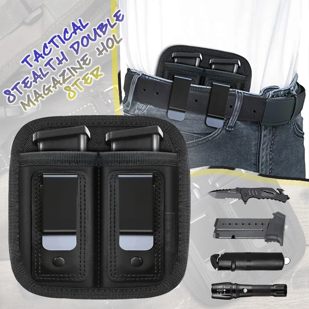 

Tactical Magazine Holster Airsoft 9mm Concealed Carry Magazine Box Belt Clip Handgun Double Mag Pouch Hunting Shooting Gear