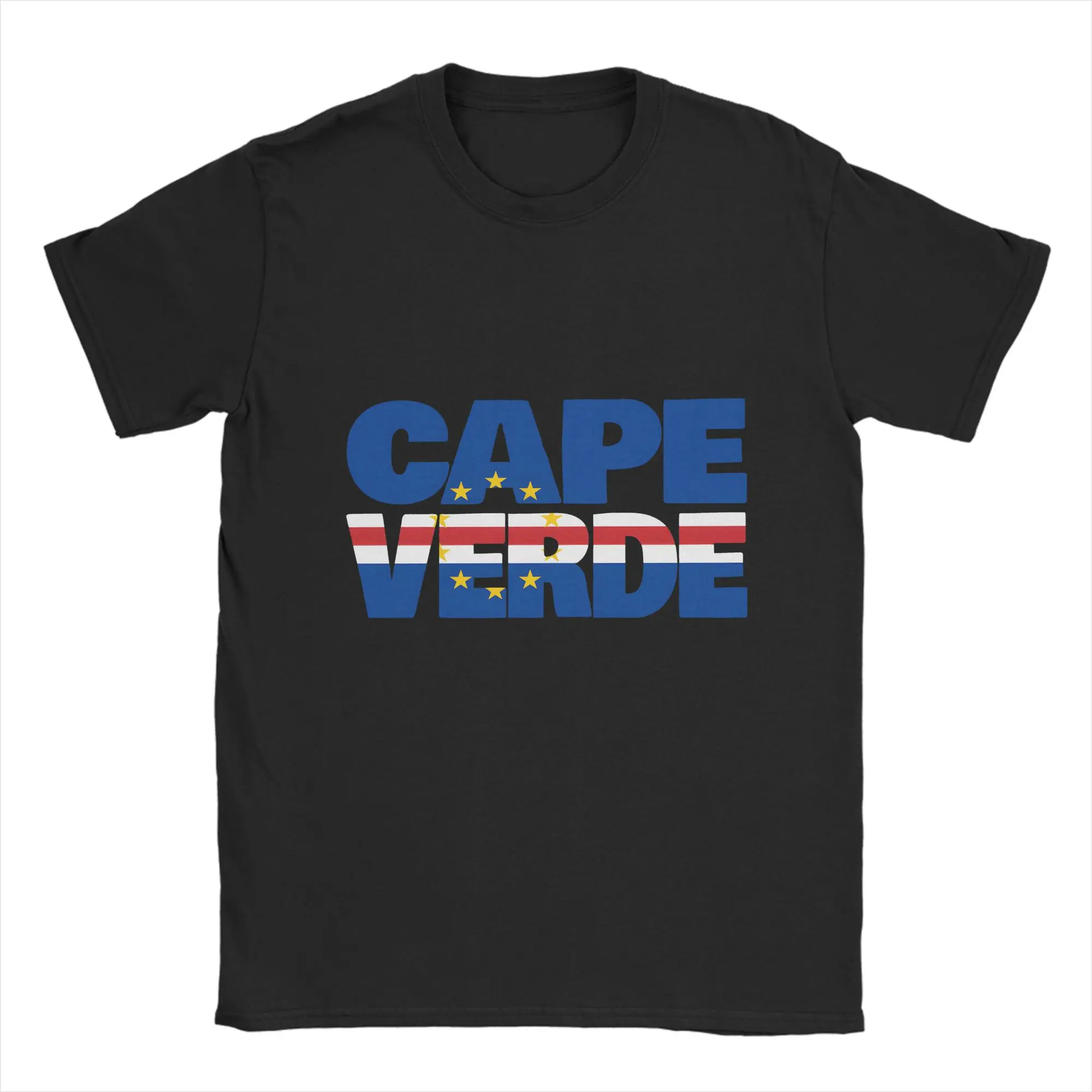 Cape Verde Flag  T-Shirts Men  Funny Pure Cotton Tees Crewneck Short Sleeve T Shirts Gift Idea Clothes