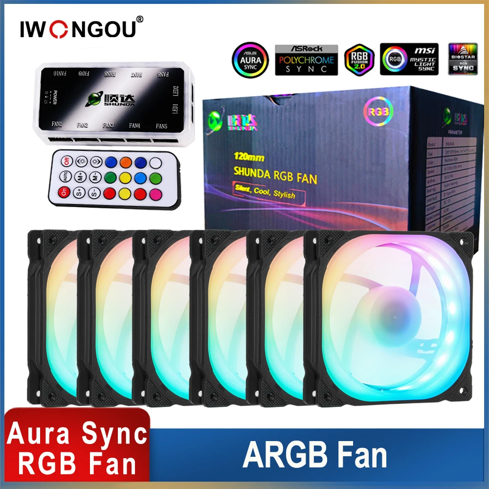 

Кулер для ПК IWONGOU с RGB-подсветкой, 120 мм, 12 см