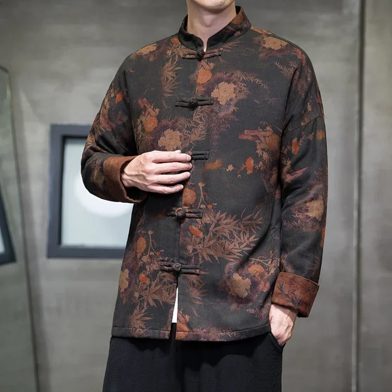 

Chinese Style Jacket Jacket Men's Spring and Autumn Men's Ancient Style Printing Youth Zhongshan New Chinese Tang Suit