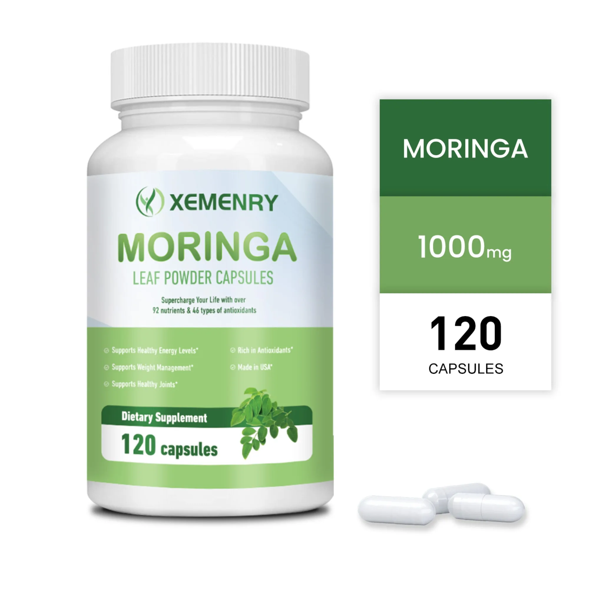 

Moringa - Relieve Joint Pain, Promote Energy Production, Anti-oxidation - 120 Capsules