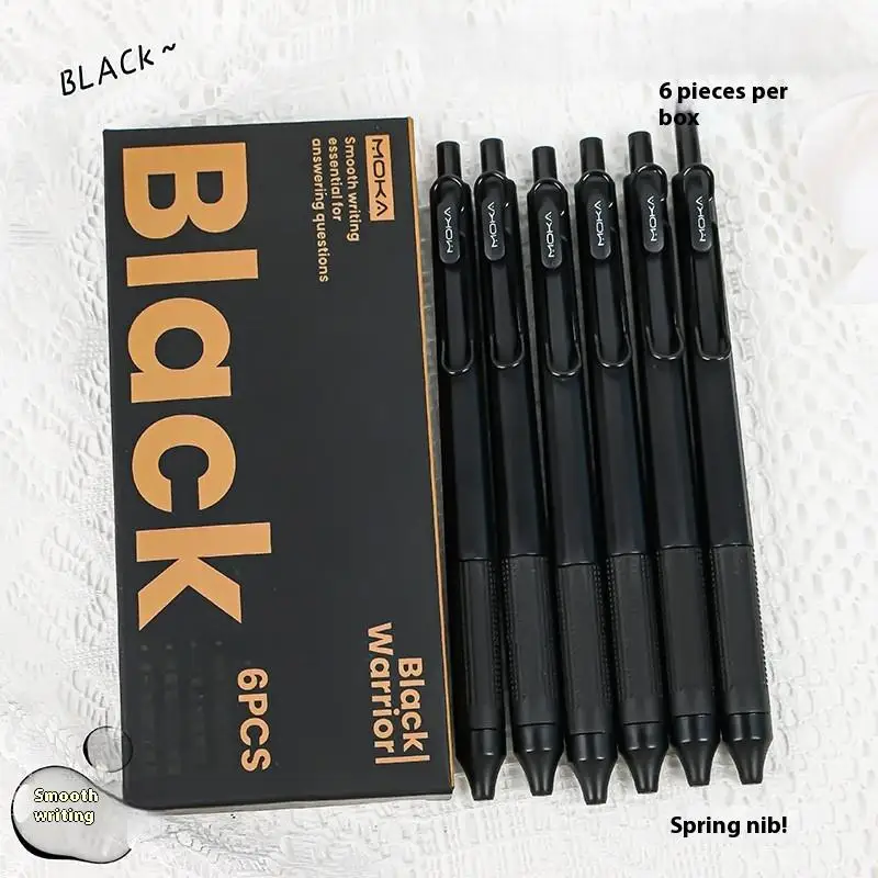 

6Pcs Retractable Gel Pen with Silicone Grip - 0.5mm ST Tip Quick-Drying Black Ink, No Smudge Smooth Writing for Office & School