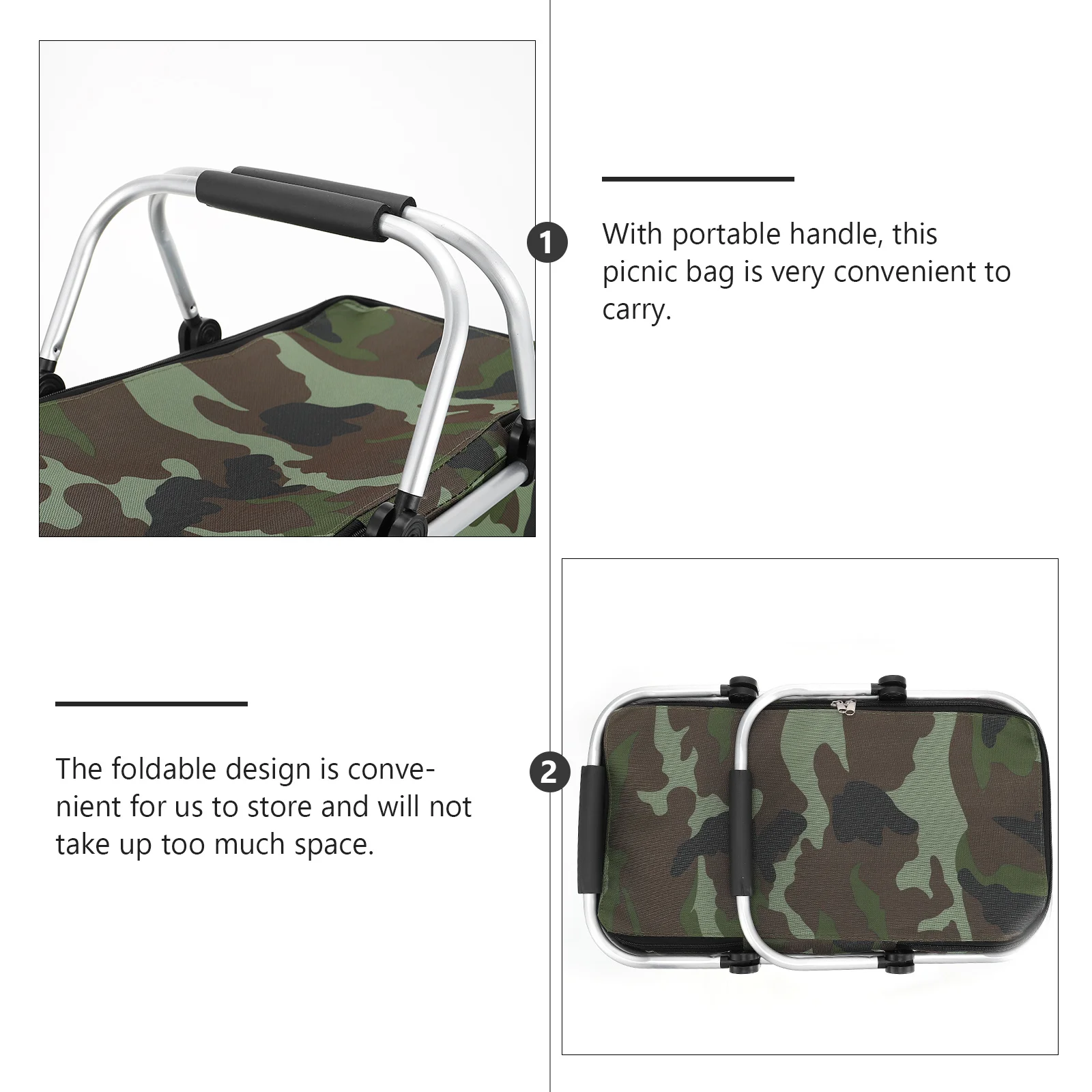 

Insulated Picnic Basket Extra Large Portable Cooler Bag Aluminum Frame Thermal Market Basket for Food Storage Outdoor Picnics