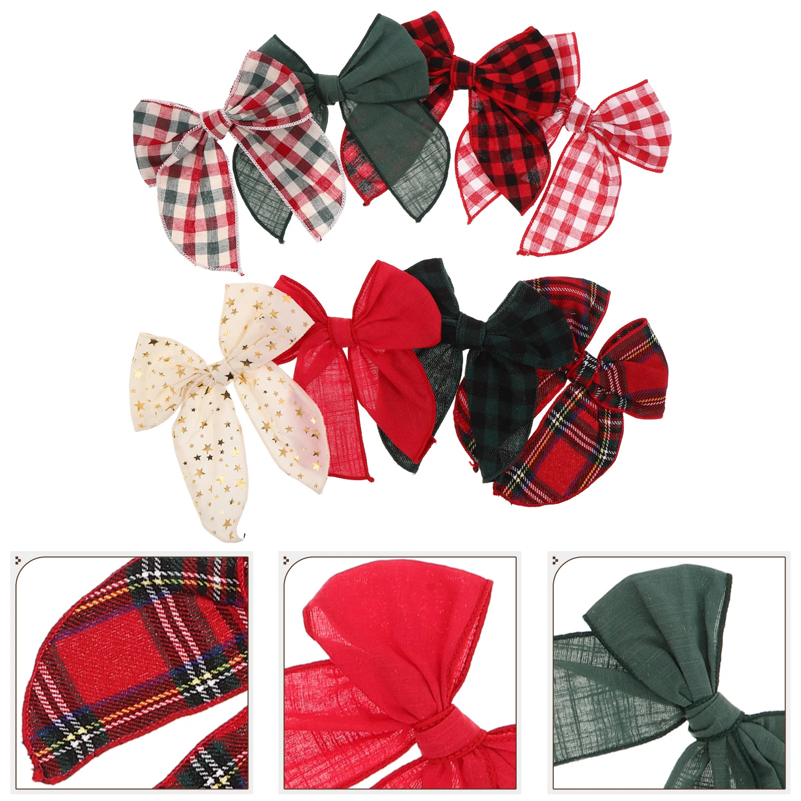 

8pcs Christmas Clips Plaid Bow Design Festive Holiday Barrette For Holiday Hair Bow Girls Xmas Party Hair Bows Accessory