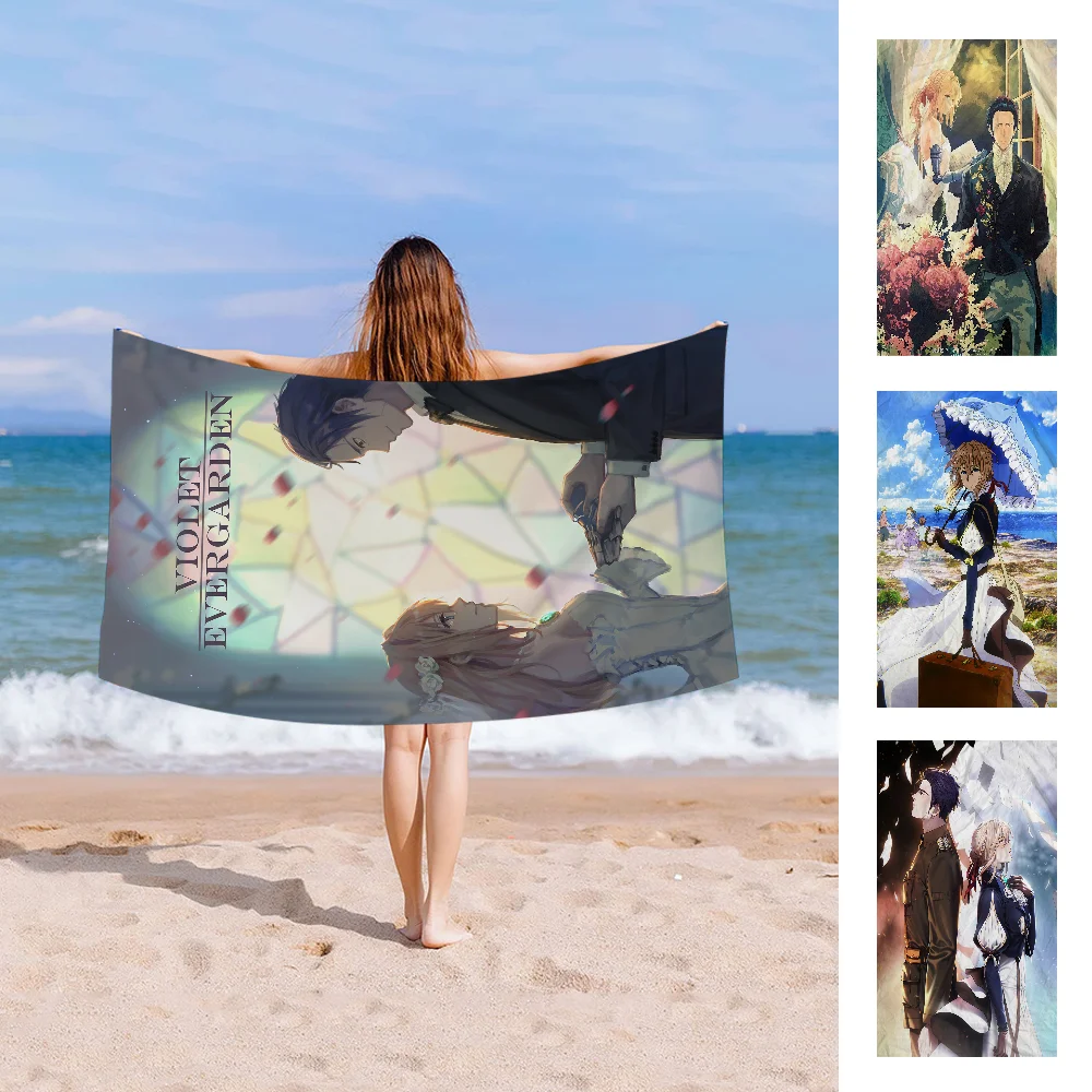 Violet Evergarden Microfiber Printed Beach Towel Mountain Climbing Yoga Beach Swimming Running Absorbent Soft Towel