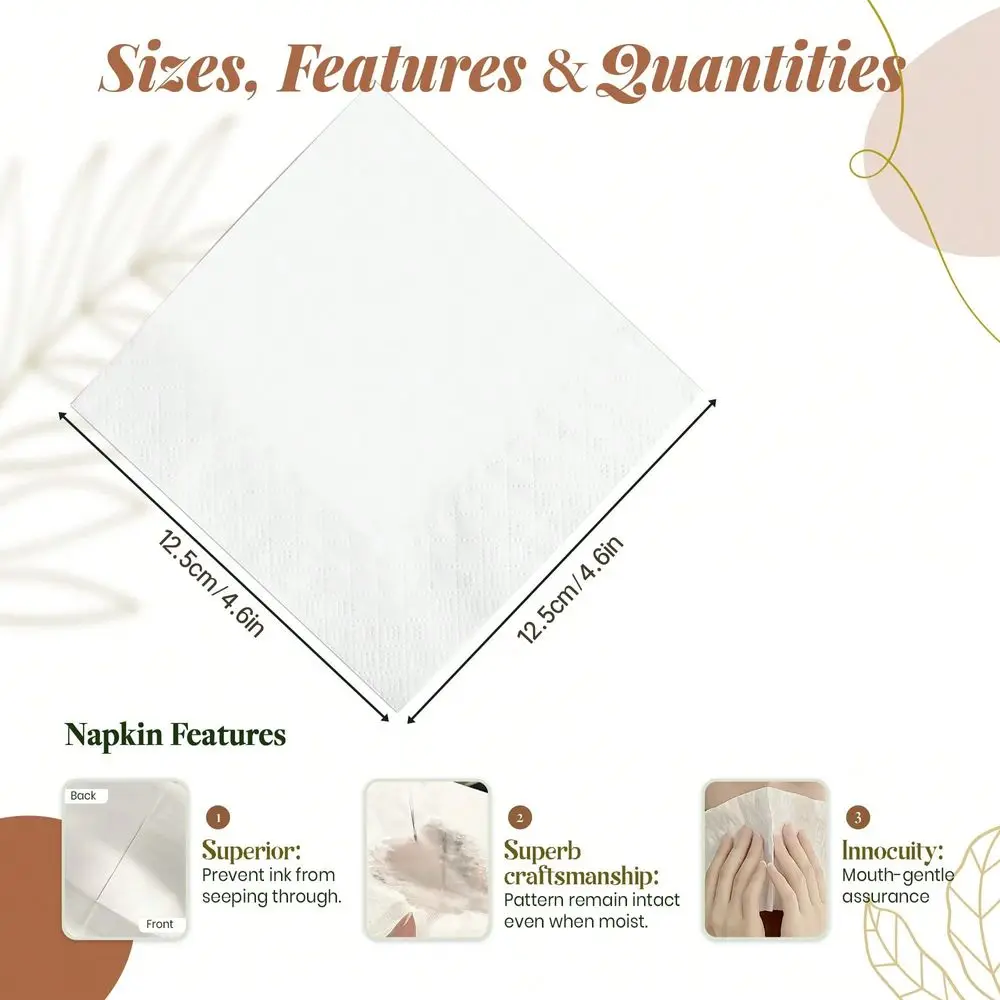 Personalized 50pcs Wedding Napkins Custom Standard/Coined Cocktail Napkins Engagement Bridal Shower Party Wedding Decoration view 4