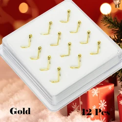 Women Sterling Silver 925 Jewelry Nose Stud Simple 2.0mm Ball Twist End Stud Pierceing Nose Nail 18k Gold Plated Nose Nail