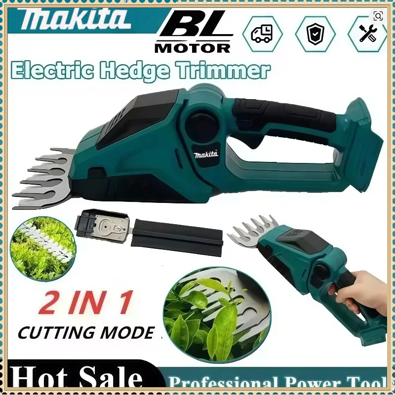 

Аккумуляторный кусторез Makita 2-в-1: мини-ножницы для травы и кустарников, ручной электрический триммер для сада