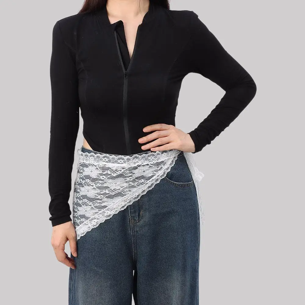 Rok Mini berenda modis rok bungkus celemek cantik Slim Fit tirai pinggul Y2K Harajuku untuk wanita