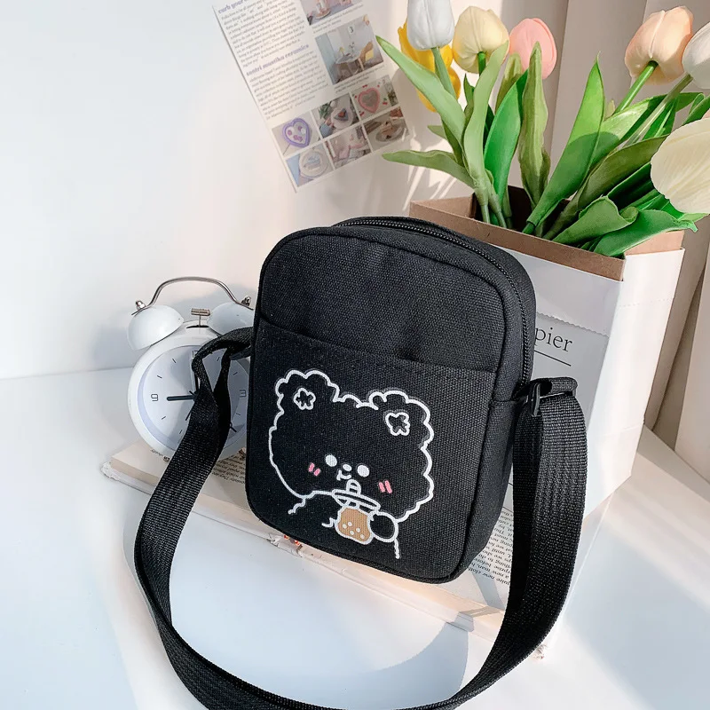 Cute Little Cross-body Bag for Women 2022 New Fashion Little Fresh Girl Student Girl Everything with Mobile Phone Canvas Bag