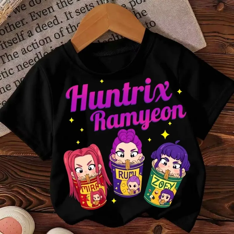 

Harajuku Child Clothes Fashion Korean Kids T-Shirt Girls Boys Clothing Kpop Demon Hunter HuntrX Graphic Short Sleeve Tees Tops