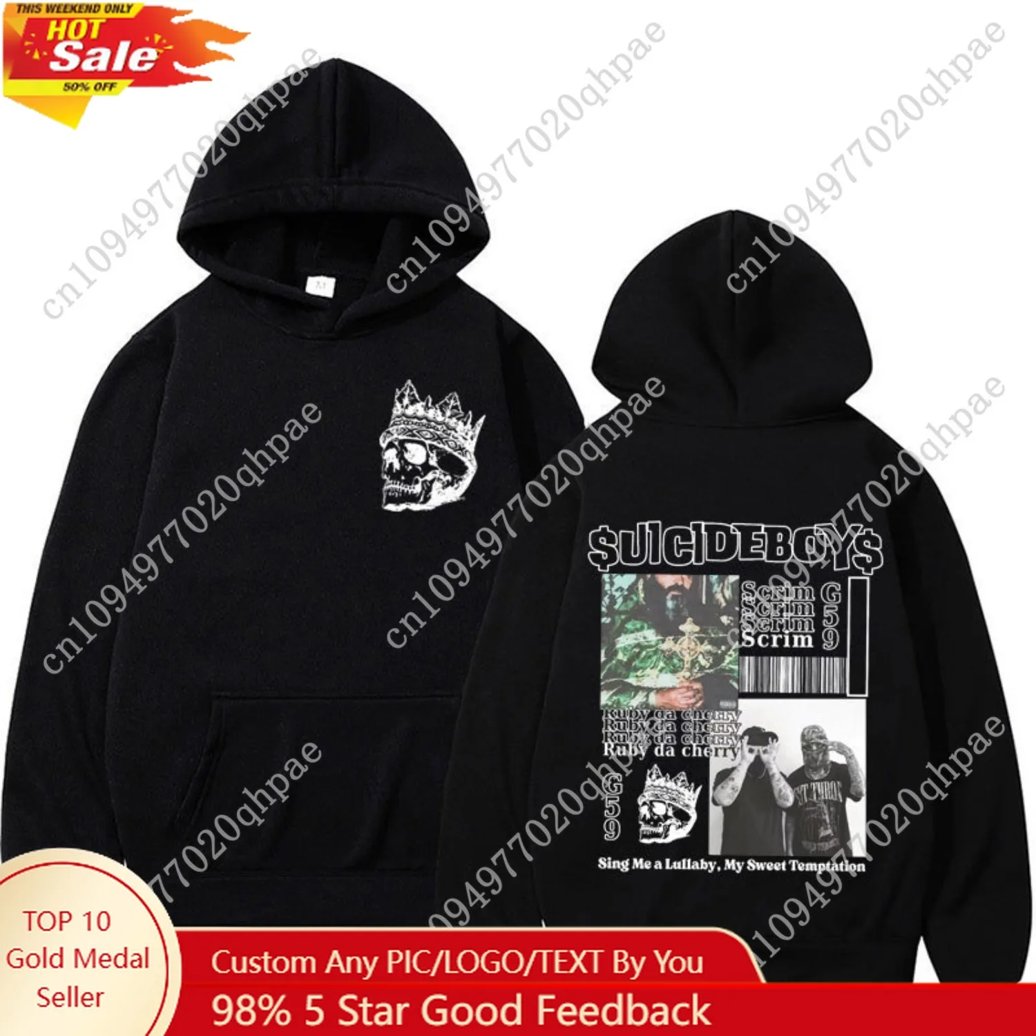 

Vintage Suicideboys G59 Hoodie I Want To Die in New Orleans Fabric Street Fashion Hoodie Casual Street Roller Running Sweatshirt