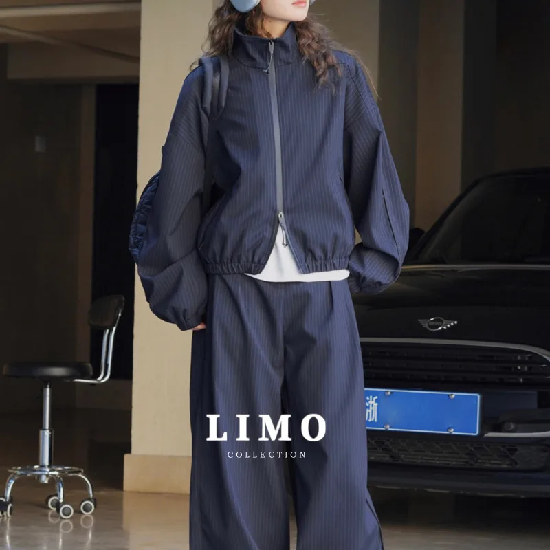 

LIMO 2025, осенне-зимняя полосатая куртка-бомбер для женщин, модная повседневная верхняя одежда из искусственного шелка и полиэстера, уличная одежда, пальто для повседневного использования