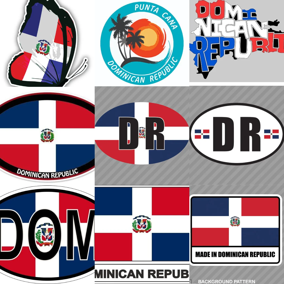 

DOM Dominican Republic Flag Map Emblem PVC Creative Stickers for Car Bicycle Van Truck Helmet Fridge Wall Decoration Accessories