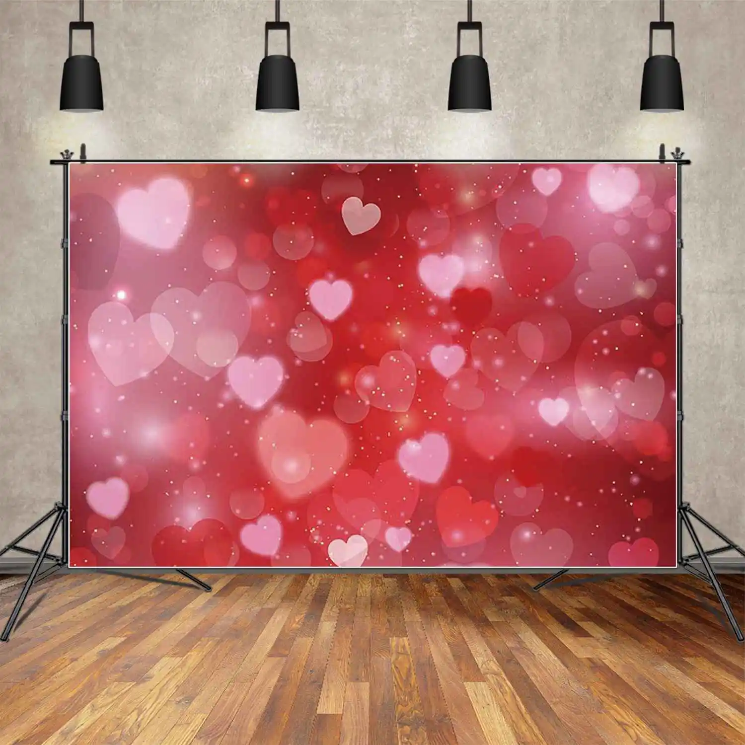 MOON.QG Happy Valentines Day Background Wooden Board Wall Love Heart Rose Pink Backdrop Women Birthday Decor Photo Studio Props