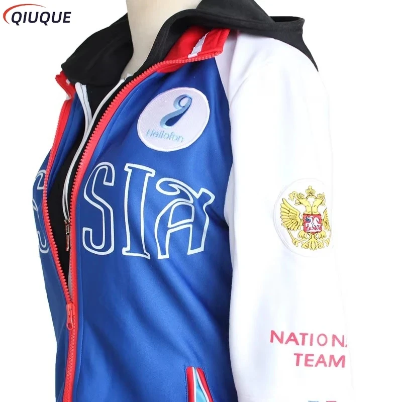 Yuri Plisetsky Cosplay Hot Anime YURI!!! on ICE Cosplay Costume Yuri Blue Jacket Coat Unisex Daily Sportswear Fake False 2 piece view 5
