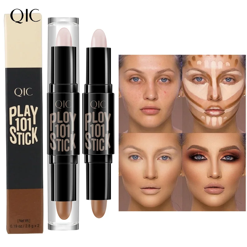 Highlight Contouring Pen Double-ended Highlighter Stick Concealer Contour Stick V Face Three-dimensional Mineral Smooth Silky Br