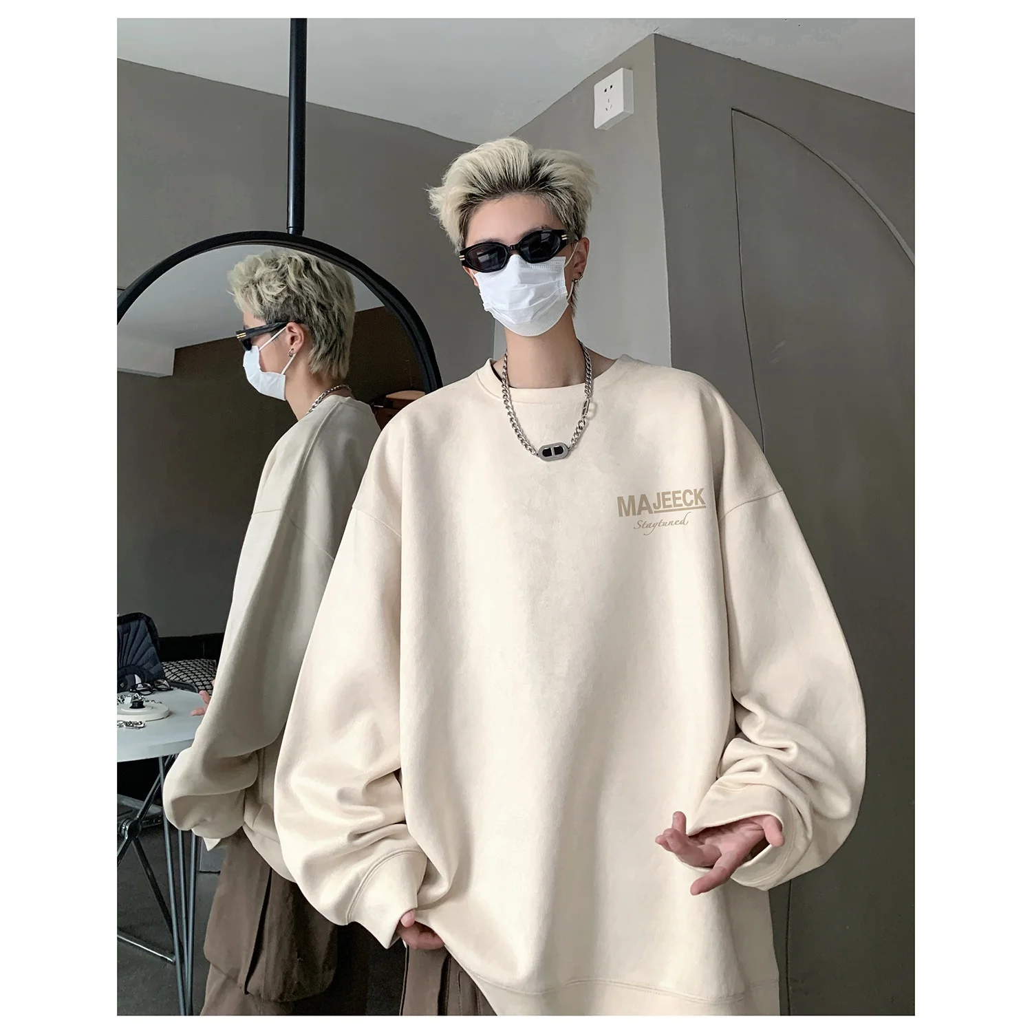 

Мужские худи в корейском стиле без капюшона, с V-образным вырезом, приталенные, из хлопка, повседневные, простые, базовые, удобные, мягкие, однотонные, классические, BF-стиль