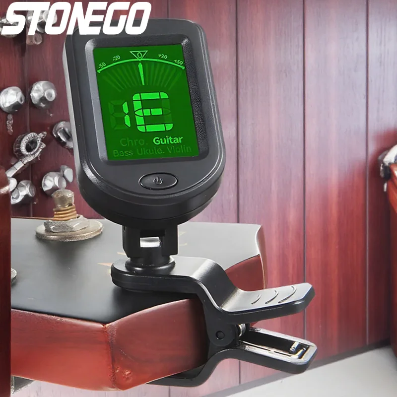 クリップオンデジタルギターチューナー 360度回転可能なLCDディスプレイ ポータブルユニバーサルチューナー ギター ウクレレ ベース練習用