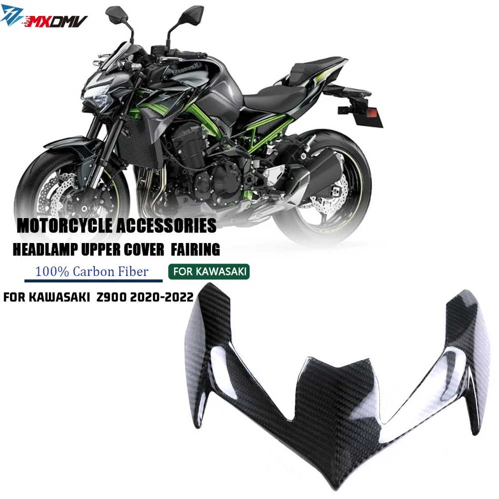 Carbon Fiber Upper Front Headlight Fairing Cover For KASAWAKI Z900 Z 900 2020 2021 2022 Motorcycle Parts Head Lamp Cowl Guard