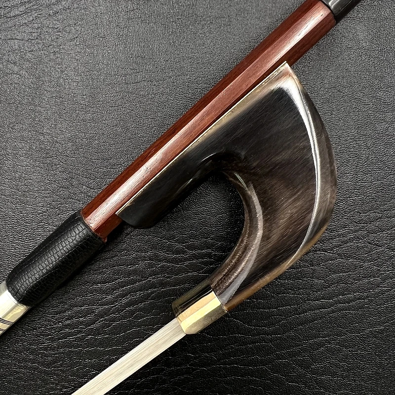 1pcs German Style 3/4 upright double bass bow best brazilwood,OX horn Frog,Siberia Horsehair Horsetail