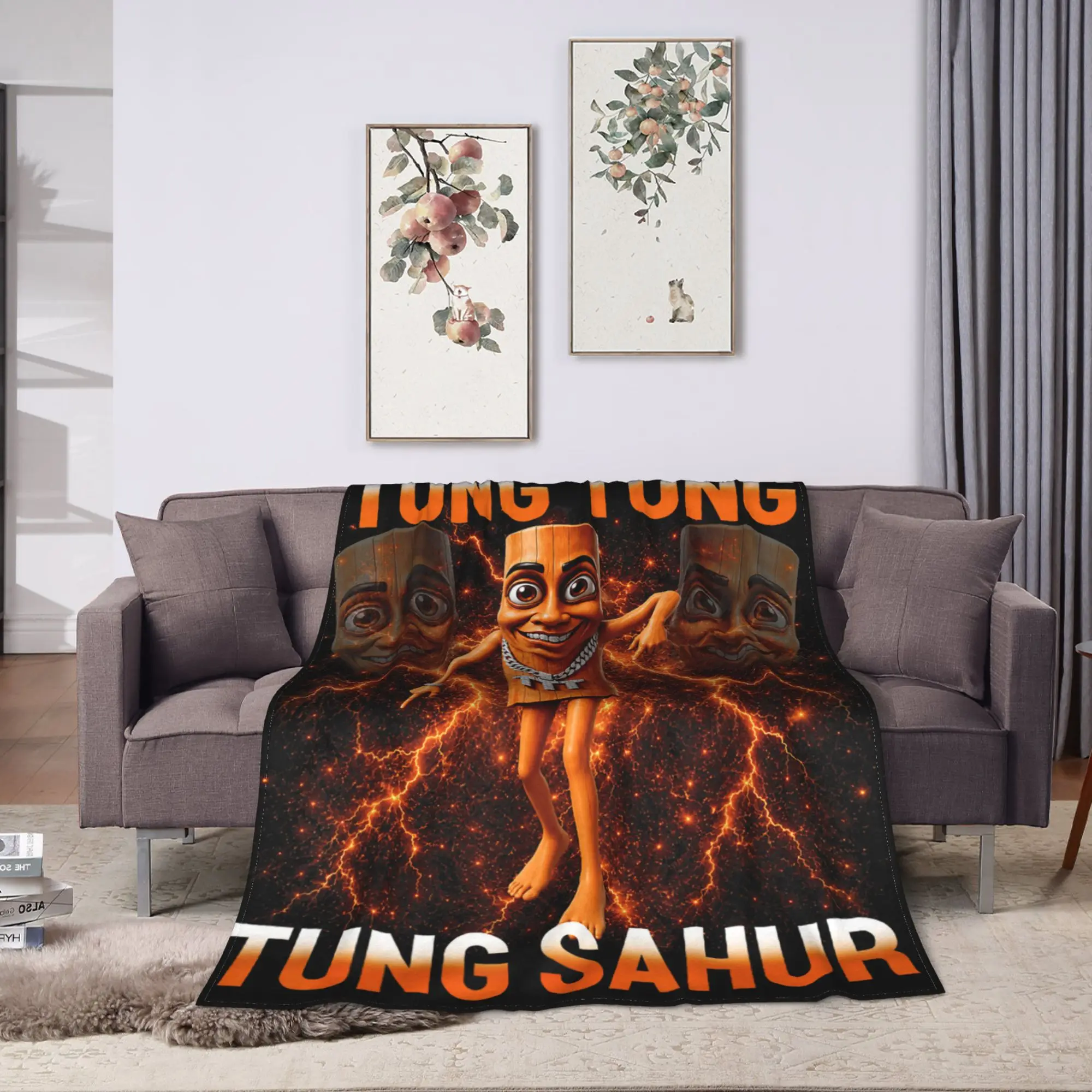 Tung Tung Tung Sahur is Calling Funny Viral Dance Meme Blanket Soft  Throw Blanket Autumn Adults Living Room Camping Bedspread